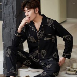 Men's Sleepwear Spring Autumn Pure Cotton Pajamas Long Sleeved Cardigan Middle Age Elderly Home Clothes Set Youth Casual Loose Pyjamas