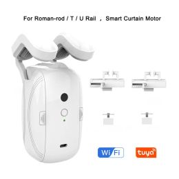 Control Tuya Curtain Motor For Roman T U Track WIFI Tuya Automatic Open Smart Electric Curtain Robot APP Voice Control Alexa Google Home