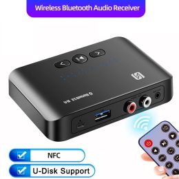 Speakers Bluetooth 5.0 Receiver U Disc NFC 3.5mm AUX Jack Stereo Music Audio Wireless Adapter & Remote Control For Car Speaker Amplifier