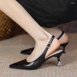 Dress Shoes Plus Size 34-43 Women's Sandals Pointed Toe Pumps High Heels Summer For Female Slingbacks Black Beige Wedding 1749N