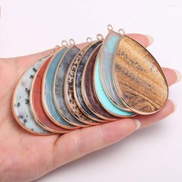 Pendant Necklaces Natural Stone Pendants Water Drop-shaped Semi-precious For DIY Jewellery Making Size 37x55mm