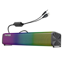 Speakers Q9 RGB Light Wired Soundbar Column Speaker 9 Kinds Of Lights Can Be Adjusted Long Sound Bar Computer TV Game Speakers 3.5mm Plug