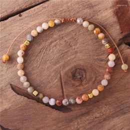 Charm Bracelets Boho 4mm Crazy Agate Gemstone Beads Dainty Bracelet Cord Braided Tibetan Adjustable Women Friendship Jewellery Wholesale