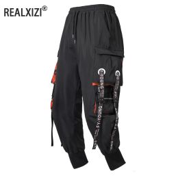 Pants Men's Cargo Harem Pants Men Cargo Pants Hip Hop Fashion Punk Pockets Trousers Harajuku Women Elastics High Waist Streetwear