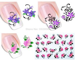 Whole50pcs New Casual Nail Stickers Temporary Tattoos Water Transfer Decals Wraps Foils Decorations for Nails Toes XF11011155687536