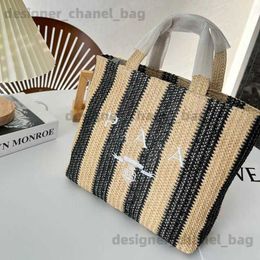 Totes Fashion Totes Bag Letter Shopping Bags Canvas Designer Women Str Knitting Handbags Summer Beach Shoulder Bags Large Casual Tote T240304