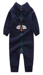 Little Bee Newborn Baby Boy Girl Romper White Dark Blue Cotton Jumpsuits Lapels Long Sleeved Infant Toddler Clothes1131629