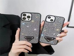 Luxury Triangle P Cell Phone Cases for iPhone 14plus 14pro 13 13pro 12 Pro Max 11 Clear Glitter Rhine Stone Case Bling Shiney Cove7002957