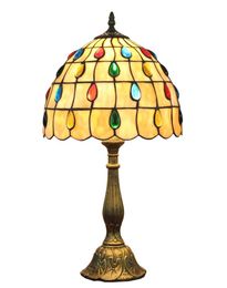 European retro Lamps creative stained glass bedroom bedside table lights bar restaurant bead lamp living room lighting TF0524490750