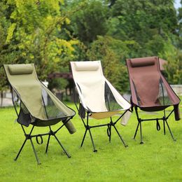 Detachable Portable Folding Moon Chair Outdoor Camping Chairs Beach Fishing Chair Ultralight Travel Hiking Picnic Seat Tools 240220