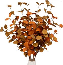 Decorative Flowers Artificial Eucalyptus Leaves For Home Arrangement Fall Leaf Spray Autumn Decorations 2Pcs