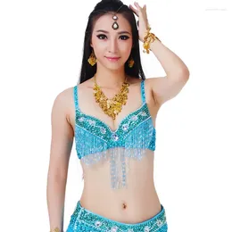 Stage Wear Belly Dance Fringe Halter Top Bra Sequin Beaded Women Girls Costume Underware Festival Dancing Outfit 9 Colours