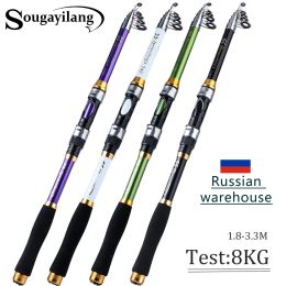 Rods Sougayilang Carp Fishing Rod 1.8M3.3M 68 Sections Ultralight Weight FRP Material Fishing Pole Telescopic Fishing Rod Tackle