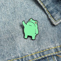 Funny Vertical Cartoon Painted Enamel Middle Finger Frog Brooch Anti Slip Buckle