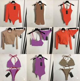 Sexy Sling Bikini Set Women Summer Swimwear Long Sleeve Swimsuits Textile Ladies Halter Split Suspender Bathing Suit For Holiday S2775400