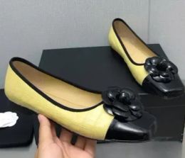 2024 Women Casual Shoes Fashion Genuine Leather Ballet Flats Low Heels Flower Pumps Shoes Square Toe Slip On Runway Female