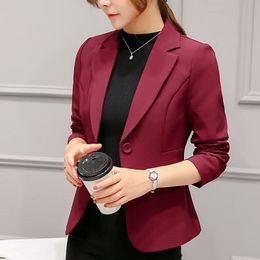 Womens Blazer Red Long Sleeve Blazers Pockets Jackets Coat Slim Office Lady Jacket Female Tops Suit Blazer Femme Jackets 240228