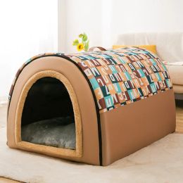 Mats Removable Dog Warm House Washable Pet bed for Large Medium Dogs Travelling Portable Dot Print Flower Pet House Sleeping Bed