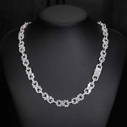 Luxury Sterling Silver 925 Iced Out Moissanite Fine Hip Hop Jewellery 10mm Infinity Cuban Link Chain