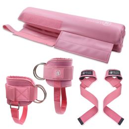 Lifting Weightlifting Hip Thrusts Barbell Pad Set with Ankle Straps and Lifting Straps for Cable Machines Squats Bench Press Workout