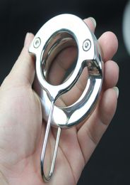 7 Sizes Cockrings Stainless Steel Scrotum Binding Device Metal Bondage Pendant Testicle Cock Ring Sex Toys for Men BB22564950517