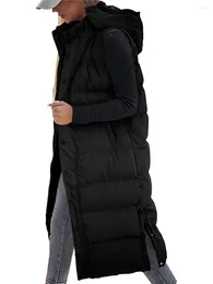 Women's Vests Women Winter Jacket Sleeveless Hooded Zipper Closure Puffy Vest Solid Warm Coat