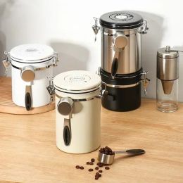 Tools Coffee Bean Airtight Kitchen Food Storage Organiser Container Box Foodgrade Packaging Storage Fresh Breathing Iron Cans