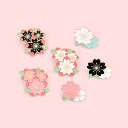 New Creative Cartoon Cherry Blossom Series Design Brooch Versatile Baked Paint Badge