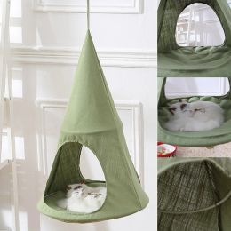 Mats Cats Hammock Breathable Cosy Cone Shaped Hanging Green Cute Bed Kitty Resting Seat Pet Accessories Cats Hammock Hanging Bed