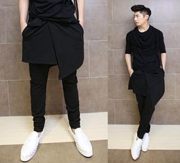 WholeHip Hop Fashion Dance Pants For Men Black Drop Crotch Skirt Skinny Harem Pants Trousers8492177