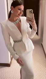 Casual Dresses MULONG Elegant Sexy Prom Evening Full Sleeves Party Dress 2024 Beads Cocktail Gown Saudi Arabia Dubai Long Women