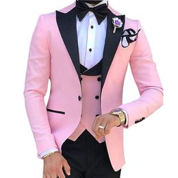 2022 pink large business casual suit three piece bridegroom best man wedding banquet suit men 230731