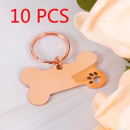 Tags 10pcs Dog ID Tags Bone Shape Mirror Name Plate Customized Address Name Dogs Tag with Owner Phone Number Pets Supplies Wholesale