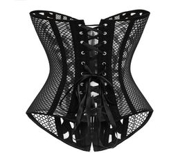 Women Corselet Steampunk Gothic Slimbabe Sexy Burlesque Mesh Lace Corsets Bustier Waist Cincher Top Black Waist Trainer Corset7553959