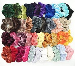 40Pcslot Fine Cheap Velvet Elastic Hair Bands Scrunchy Hair Rope for Women Girls Grooming Accessories Whoel FD2727389