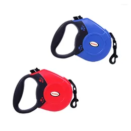 Dog Collars 5M Extendable Chain Ring Leash Training Lead Hold Maximum 50KG (Blue)