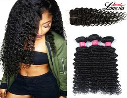 Charmingqueen Brazilian Deep Wave Hair Bundles With Closure Unprocessed deep curly Human Hair With Closure8936291