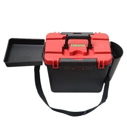 Boxes Portable Lure Fishing Box Large Capacity Doublelayer Storage Box With Rod Bucket Fishing Tool Accessories