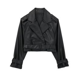 Jackets Women's Leather Jackets traf Coat Faux Leather Outwear Black Streetwear Fashion Vestes Femme zarins Woman Fur Jacket Chaquetas