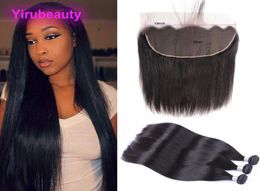 Brazilian Virgin Hair 1030inch 3 Bundles With 13X6 Lace Frontal With Baby Hair Extensions Whole Straight Hair With 13 By 6 La9653734