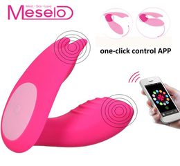 Meselo Wearable Vibrator Phone App Remote Control 7 Speed Double Head Sex Toys For Woman Clitorial Gspot Vagina Dildo Vibrators Y2078730