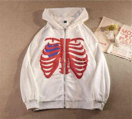 Y2K Rhine Skeleton Hoodies Women Gothic White Zip Up Oversized Sweatshirts Harajuku Skulls Hooded Jacket Autumn Streetwear1641663