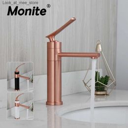 Bathroom Sink Faucets Monte Brushed rose gold bathroom faucet washbasin sink faucet steam nozzle deck installation solid brass matte black mixer faucet Q240301