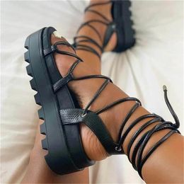 Sandals Women's Gladiator Slippers Woman Platform Wedge Cross Tied Casual Shoe Summer Sexy Lady Ankle Wrap Lace Up Flat