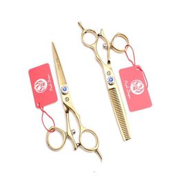 Hair Scissors 55039039 16Cm Titanium Purple Dragon Gold Swivel Handle Cutting Shears Thinning Hairdressing Professional3351843 Drop Dhiex