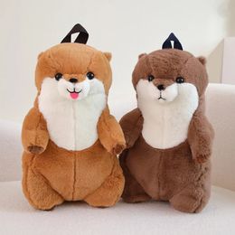 50cm Sea Otter Plush Backpack Cartoon Cute Toy Soft Stuffed Animal Shoulder Bag for Kids Girls Birthday Gifts 240223