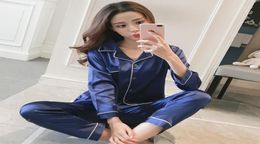 Pyjamas For Women Silk Pyjama Set Satin Sexy Pyjamas Women Sleep Lounge Pijama Nightie Sleepwear Suit Plus Size Home Clothes11758865