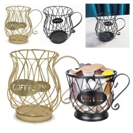 Tools Coffee Capsule Storage Basket Universal Coffee Cup Basket Vintage Coffee Pod Organiser Holder Black For Home Cafe Hotel Dropship