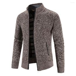 Men's Sweaters Knitted Sweater For Men Slim Fit Stylish Full Zip Cardigan With Pockets Solid Colour Long Casual