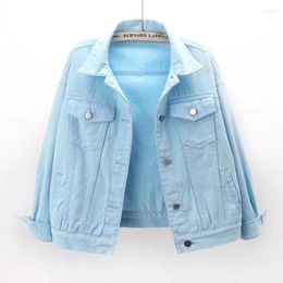 Women's Jackets Cropped Denim Jacket Korean Fashion Y2K Streetwear Casual Top Short Coat Oversize Jean Loose Outerwear